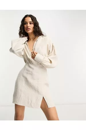 & OTHER STORIES Mujer Camiseros - Linen mini shirt dress in beige