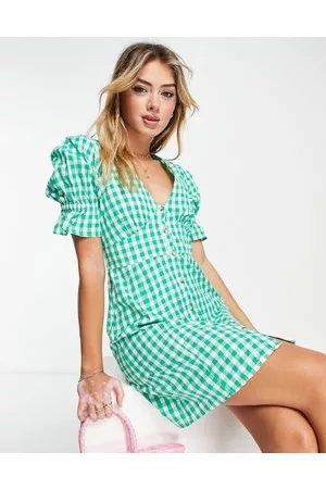 Influence Mujer Casuales - V neck button down mini dress in gingham