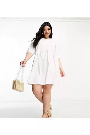 ASOS Mujer Cortos - ASOS DESIGN Curve short sleeve seam detail mini smock dress in