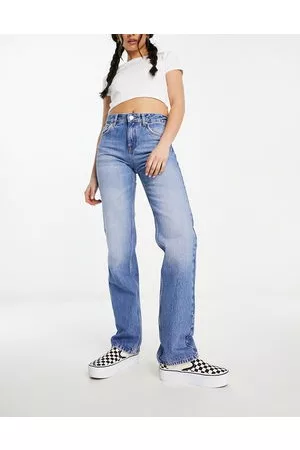 Pull&Bear Mujer Rectos - High waisted straight leg jeans in mid