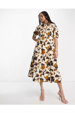 Whistles Mujer Camiseros - Maxi shirt dress in cow print