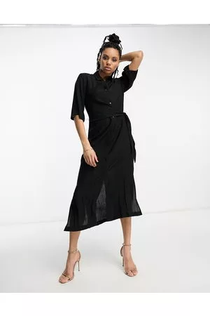 & OTHER STORIES Mujer Camiseros - Twist detail midi shirt dress in black