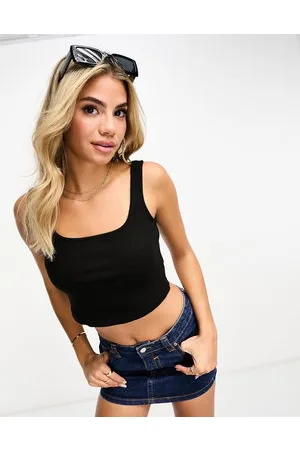 Pieces® Square neck crop top in