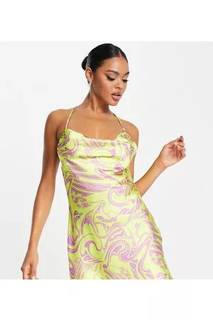 AsYou Mujer De playa - Halter neck plunge mini sundress in graphic print