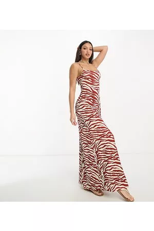 ASOS Mujer Casuales - ASOS DESIGN Tall strappy square neck maxi dress in rust zebra