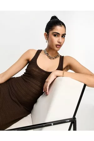 ASOS Mujer Casuales - Scoop neck crochet maxi dress in chocolate