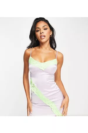 AsYou Mujer Vestidos cut out - Cut out satin lace trim cami dress in