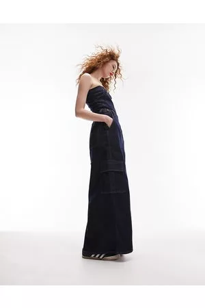 Topshop Mujer De mezclilla - Denim cargo dungaree dress in indigo