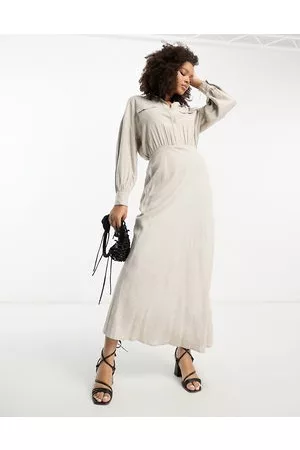 ASOS Mujer Camiseros - Linen utility maxi shirt dress in natural