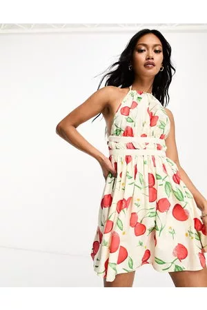 ASOS Mujer Casuales - Halter mini sundress with strappy back in cherry print
