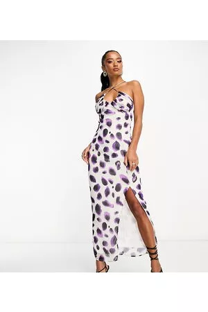 VILA Mujer Maxi - Cami maxi dress in blurred purple spot print