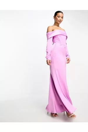 Something New Mujer Maxi - Corsetted off the shoulder maxi dress in satin