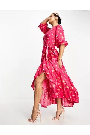 Something New Mujer Maxi - Wrap maxi dress in butterfly print