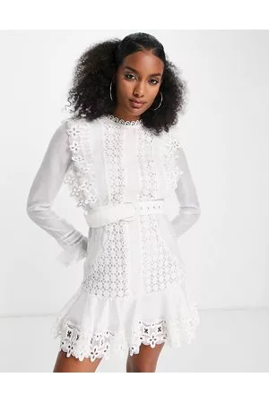 ASOS Mujer Cortos - Lace frill detail mini dress with belt in
