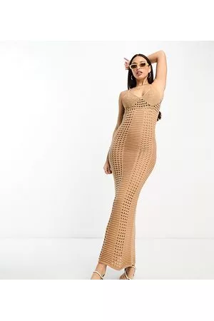 ASOS Mujer Maxi - ASOS DESIGN Tall crochet maxi dress in caramel