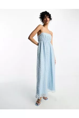 NA-KD Mujer Maxi - Textured puff skirt detail maxi dress in dusty