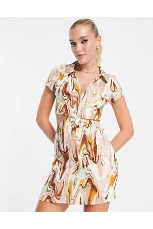 Gilli Mujer Vestidos cut out - Cut out shirt dress in marble print
