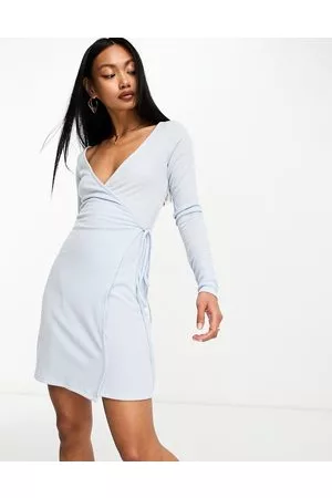 ASOS Mujer Casuales - Ballet wrap mini dress with side tie in pale blue