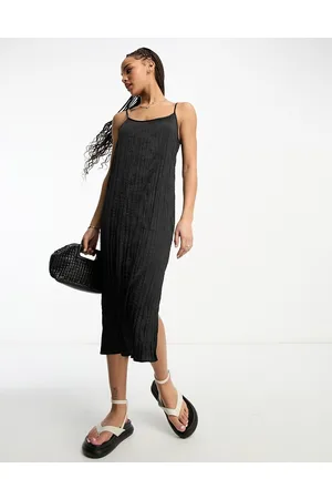 Monki Crinkle cami midi dress in