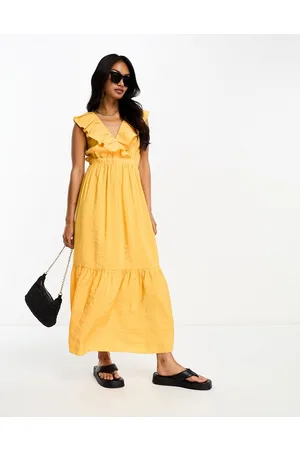 River Island Sleeveless frill neck tea dress in