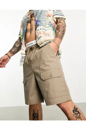 ASOS Slim ripstop shorts in mid length in beige