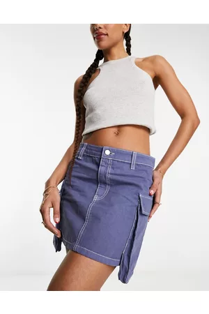 ASOS Bellow pocket mini skirt in with white stitch