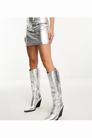 Public Desire Navada western knee boot in textured