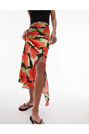 Topshop Printed side split maxi skirt in