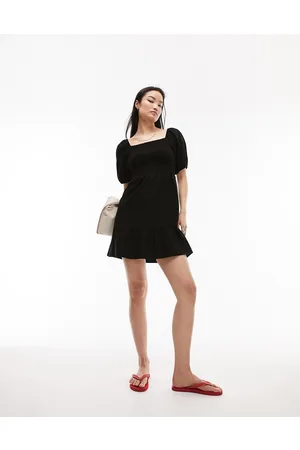 Topshop Shirred mini dress in