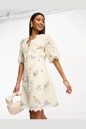 Y.A.S Y.A.S embroidered organza button through mini dress in