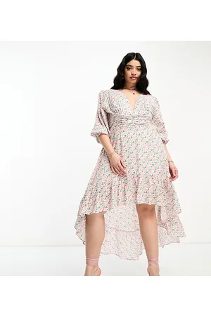 Collective The Label Exclusive high-low ruffle maxi dress in ivory rose