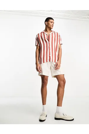 PACSUN Stripe short sleeve shirt in redwood burl