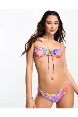 Kulani Kinis Ruched underwire bikini top in Sapphire Sun floral print
