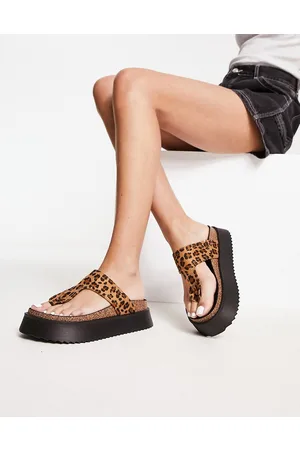 ASOS Freefall toe post footbed in leopard