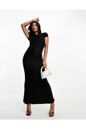 Fashionkilla Reversible short sleeve maxi dress in black & cream