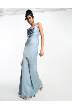 Six Stories Bridesmaids cowl front satin slip dress in dusty