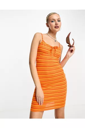 Noisy May Tie front cami mini dress in stripe