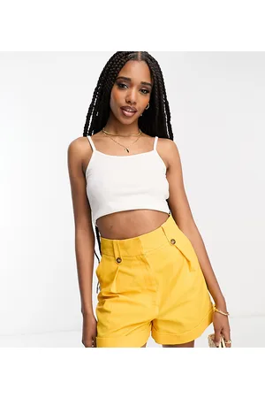 ASOS ASOS DESIGN Tall mom short with waist tabs with linen in citrus