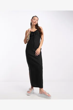 Daisy Street Linen look cami maxi dress with tie front