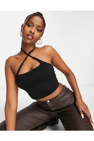 ASOS Square neck cross strap bandeau top in