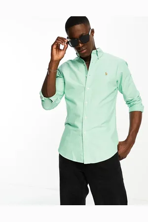 Polo Ralph Lauren icon logo slim fit twill shirt in light green