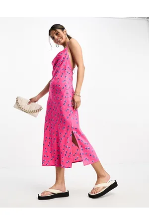 VILA Floral cami midi dress with back detail in bright