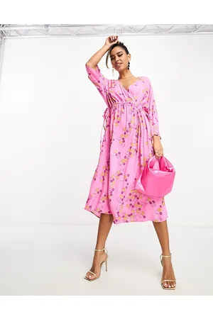 Y.A.S Y.A.S ruched side midi dress in floral print