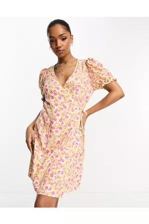 Monki Wrap mini dress in floral print