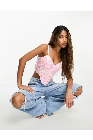 Starlet Exclusive 3D embellished corset top in
