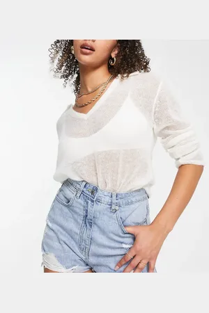 Parisian Distressed denim shorts with rips in light