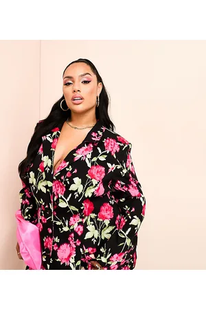 ASOS Curve suit blazer in black floral print