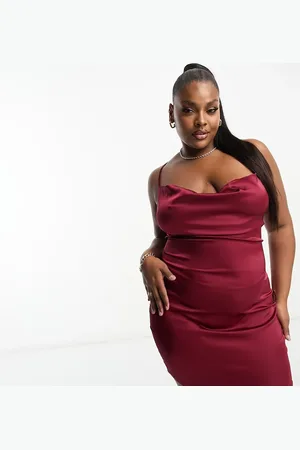 NaaNaa Satin slip dress in burgundy