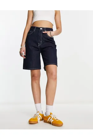 Weekday Dandy wide leg denim shorts in rinse