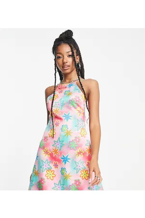COLLUSION Floral print chain strap detail mini dress in